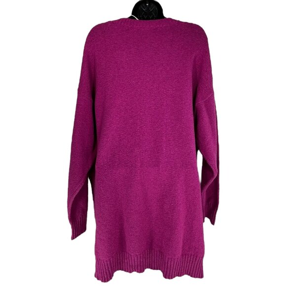 Z SUPPLY Autumn Oversize VNeck Sweater Sz L Magenta Pink Tunic Cotton Knit Blend - Picture 6 of 9